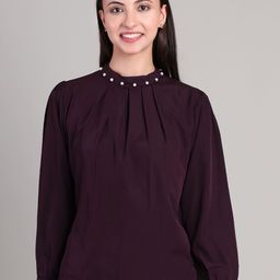 DELIS Puff Sleeve Monochrome Georgette Top-image-50
