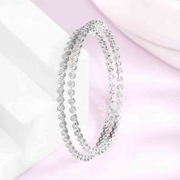 Peora Set Of 2 Silver-Plated CZ-Studded Bangles-image-18
