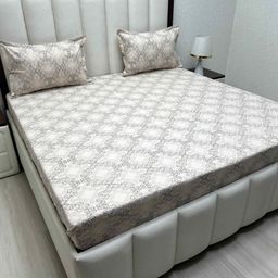 Pure Decor Brown & Off White Ethnic Motifs 180 TC King Bedsheet with 2 Pillow Covers-image-92