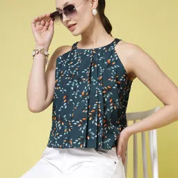BEING NAUGHTY Women Floral Printed Round Neck Crop Top-picture-2