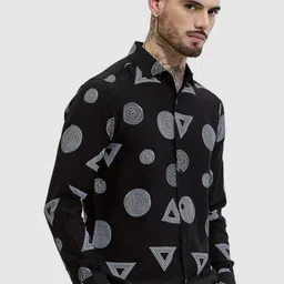 Snitch Men Smart Slim Fit Spread Collar Geometric Printed Casual Shirt-image-18