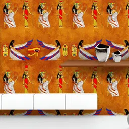 ArtzFolio Printed UV-Resistant Anti-Bacterial Abstract Egyptian Goddess Isis Peel & Stick Wallpaper-image-78