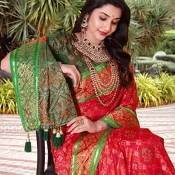 AKSH FASHION Red Silk Blend Sarees-picture-43
