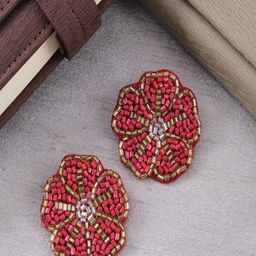 Sangria Artificial Beaded Floral Shaped Studs image 3