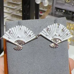 AKISON JEWELS Women Silver-Plated Half Round Fan-Shaped Alloy Earrings-image-89