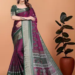 VS MALL Lavender Art Silk Sarees-image-63