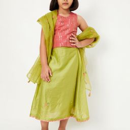 max Girls Embellished Sequinned Ready to Wear Lehenga & Blouse With Dupatta-image-31
