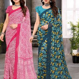 Moda Rapido Pack of 2 Floral Pure Georgette Saree-picture-14
