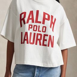 Polo Ralph Lauren Women Typography Printed Round Neck Pure Cotton Oversized T-shirt-image-16