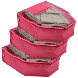 Kuber Industries Pink Set of 3 Regular Multi-Utility Organisers-20