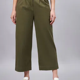 WineRed Women Regular Fit High-Rise Cotton Trousers-image-73
