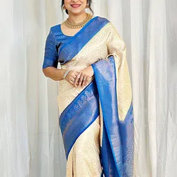KALINI Floral Printed Zari Pure Silk Kanjeevaram Saree-image-77