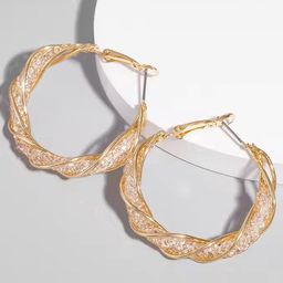 PolluxCraft Gold Plated Artificial Beaded Contemporary Korean Hoop Earrings-picture-42