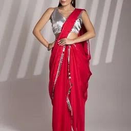 modeva Embellished Sequinned Pure Chiffon Ready to Wear Saree-picture-21