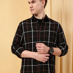 VALEN CLUB Men Windowpane Checks Opaque Checked Casual Shirt-picture-22