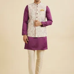 Manyavar Men Embroidered Woven Nehru Jacket-48