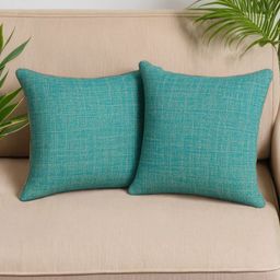 STITCHNEST Turquoise Blue Set of 2 Square Cushion Covers-image-83