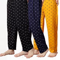 Pack of 3 Women Heart Printed Cotton Comfortable Pyjama/Lounge Pants-image-90
