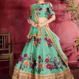 ODETTE Printed Semi-Stitched Lehenga & Blouse With Dupatta-picture-52