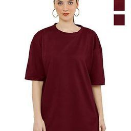 NOTWILD Women Pack Of 2 Solid Round Neck Cotton T-shirts-image-85