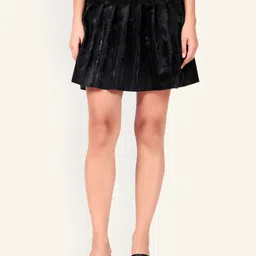 Leather Retail Flared Mini Skirts-picture-10