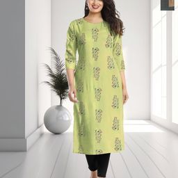 HERE&NOW Selection Of 2 Floral Printed Round Neck Straight Kurtas-image-93