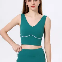 LULU & SKY V-Neck Activewear Crop Top-image-78