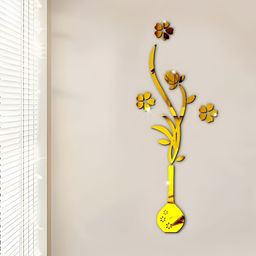 VAH Kya Bat Hai !! 30 - Pcs Pot With Flower Mirror Stickers for Wall-image-22