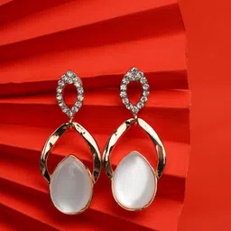 Zeraki Jewels Rose Gold-Plated Contemporary Drop Earrings-image-8