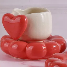 Olive Home Accents Red & White Solid Stoneware Matte Cups Set of Cups and Mugs-43