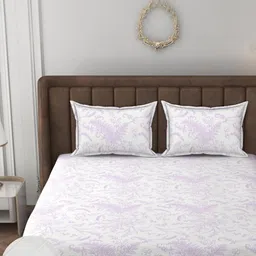 HIDECOR White & Pink 210 TC King Bedsheet with 2 Pillow Covers-picture-36