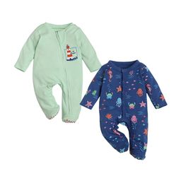 BONTOTS Kids Pack Of 2 Printed Organic Cotton Sleepsuits-image-11
