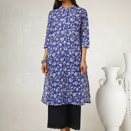 Soch Floral Printed Mandarin Collar Straight Kurta-picture-0