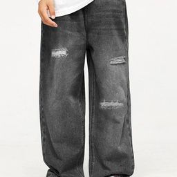 LULU & SKY Unisex Kids Straight Fit High-Rise Mildly Distressed Light Fade Jeans-image-53