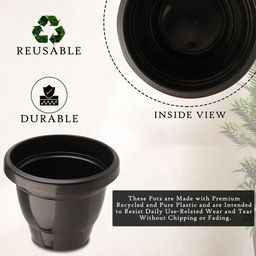 Kuber Industries Set Of 10 Black & Green Planter With Pot image 4