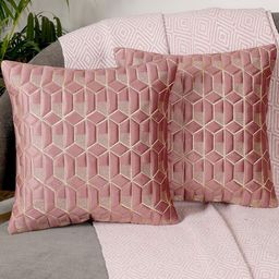 TANLOOMS Set Of 2 Pink Velvet Square Cushion Covers-27