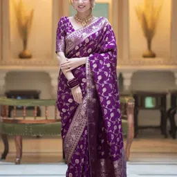 yourwish Woven Design Zari Pure Silk Banarasi Saree-image-76