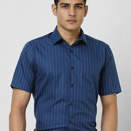 Van Heusen Men Regular Fit Spread Collar Vertical Striped Cotton Formal Shirt-image-39