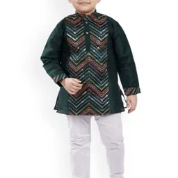 BAESD Boys Embroidered Regular Mirror Work Kurta with Pyjamas-9