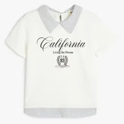 Koton Girls Typography Printed Hooded T-shirt-image-6