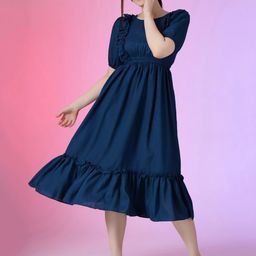 Krunal Raiyani Women Puff Sleeve Fit & Flare Dress-picture-41
