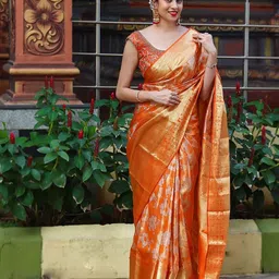 AMRUTKALA SAREES Floral Woven Design Zari Saree-picture-11
