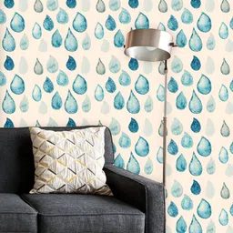 ArtzFolio Printed UV-Resistant Anti-Bacterial Blue White Rain Drops Peel & Stick Wallpaper-image-53