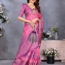 ALAGINI Ethnic Motifs Zari Silk Blend Saree-picture-16