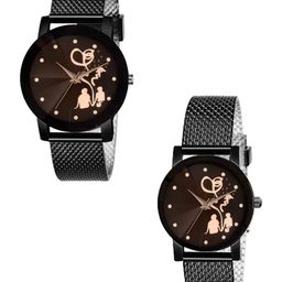 Miss Perfect Unisex Set Of 2 Printed Dial & Bracelet Style Straps Analogue Watch PL475-picture-13