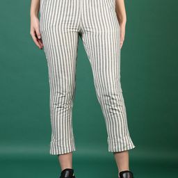 V-Mart Women Striped Slim Fit Peg Trousers-image-49