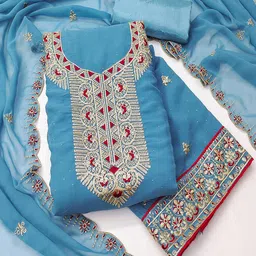Lilots Silk Georgette Unstitched Dress Material-image-88