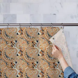 ArtzFolio Orange & Black Printed Shower Curtains-17