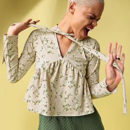 PURVAJA Floral Print Bell Sleeve Top-image-14