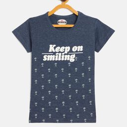 Fort Divine girls Talking Wording printed top DENIM-image-49